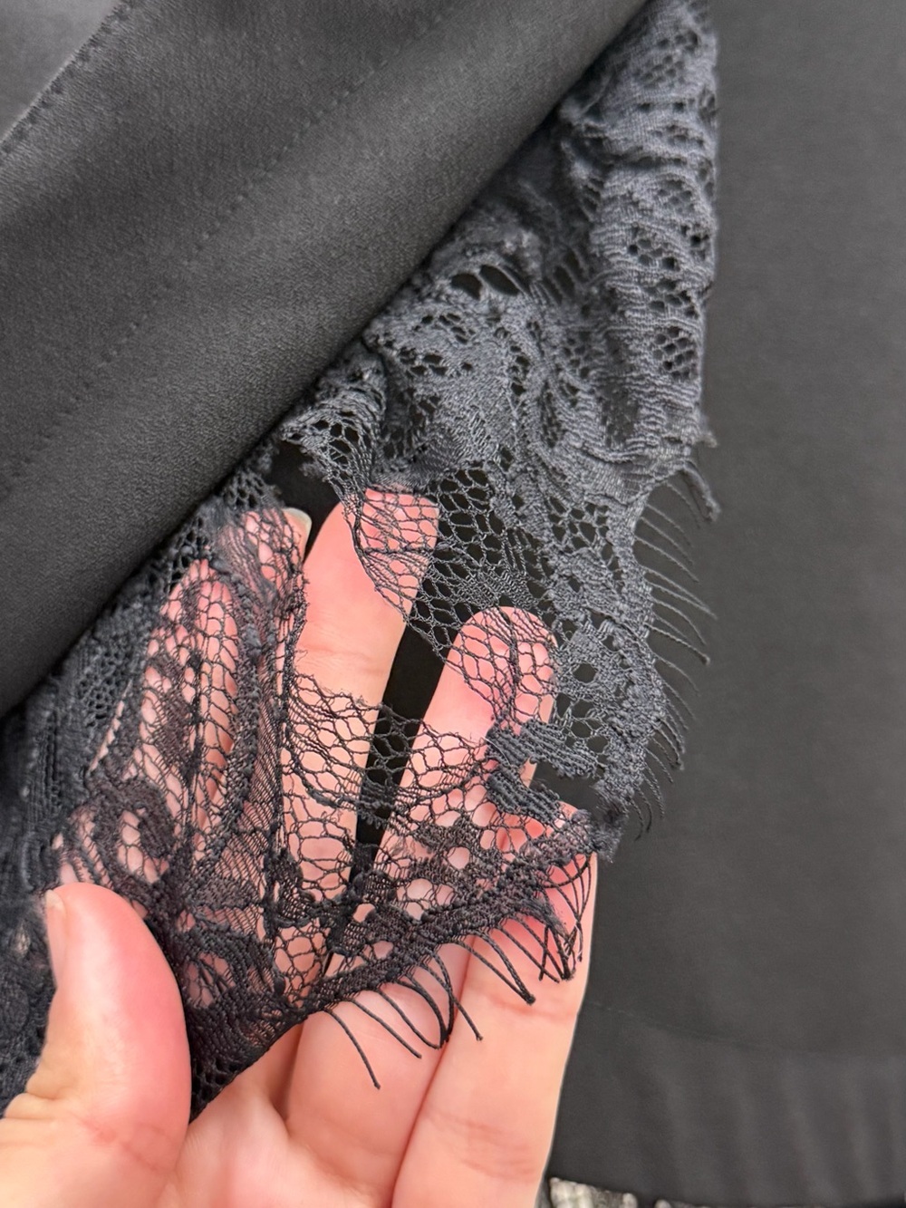 Sugar + Lips Black Lace Trim Mini Skirt Size S Faux Wrap Slip Style - Picture 4 of 11